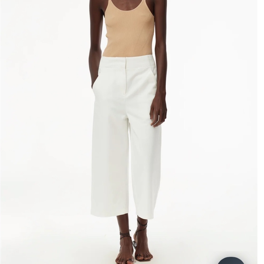 Tibi White Wide Leg Pants Trousers cotton natural fibers